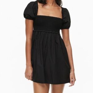Aritzia Sunday Best Hadley Poplin Black Puff Sleeve dress